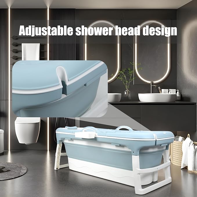 Portable Bathtub for Adult, Large Collapsible Tub, Portable Tub for Adults, Tub for Shower, Sweat Steaming Spa Sweat Steaming Bathtub, Effortless Folding Bathtub, Hot Bath, Ice Bath (58 in)