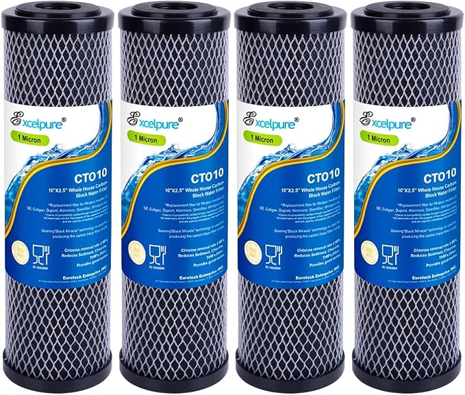 EXCELPURE 1 Micron 10" x 2.5" Whole House CTO Carbon Water Filter Cartridge by EXCELPURE