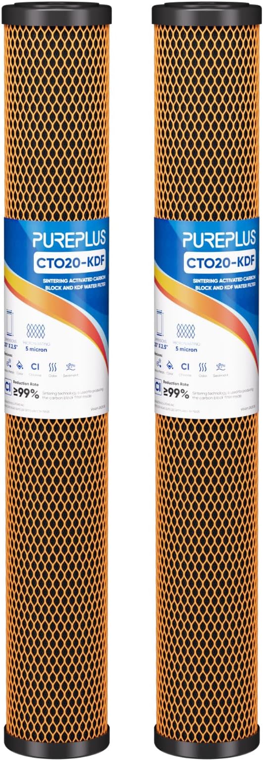 PUREPLUS 5 Micron 20" x 2.5" Whole House Coconut Shell Activated Carbon and KDF by PUREPLUS