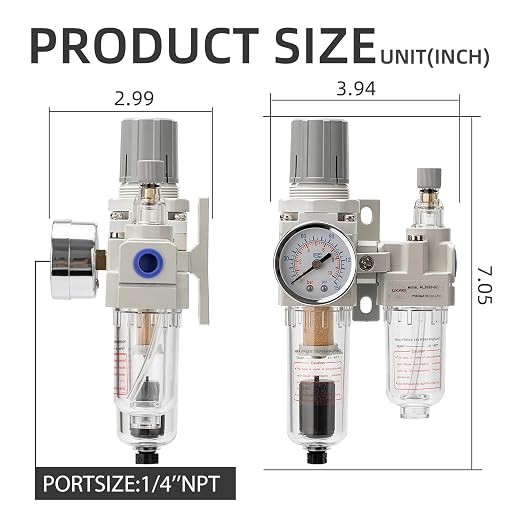 Air Pressure Regulator with Pressure Gauge, Water Separator - Image 3