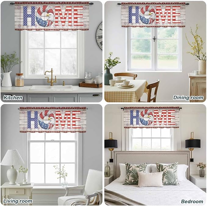 4th of July Sheer Valances for Windows 42"x12", Light Filtering Kitchen - Image 5