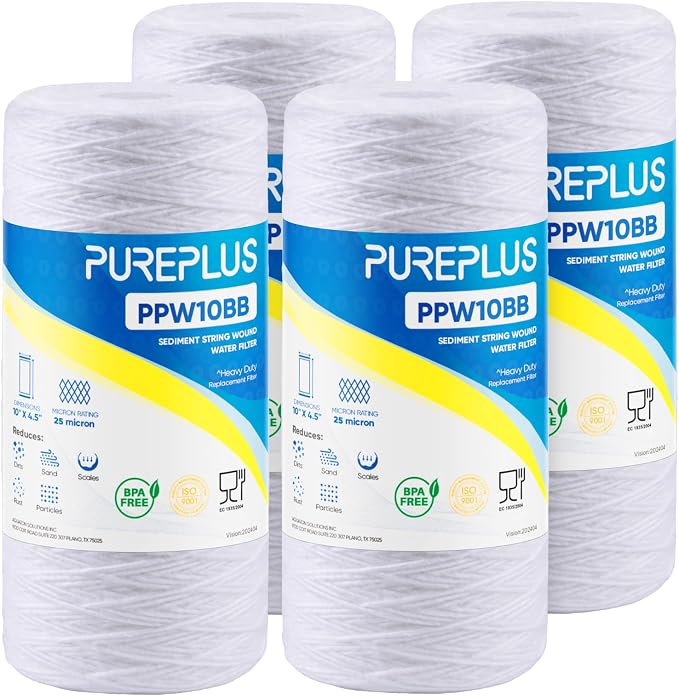 PUREPLUS 25 Micron 10 x 4.5 Whole House String Wound Sediment Filter by PUREPLUS