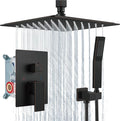 Aolemi Ceiling Mount Shower System Rain Shower Head with Handheld Spray High Pressure Shower Faucet Set Rough-in Valve Shower Trim Kit Included Bathroom Oil Rubbed Bronze 12 Inch Ceiling Shower Head