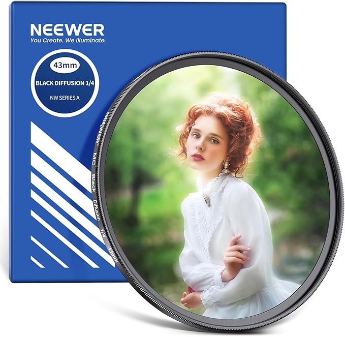 NEEWER 43mm Black Diffusion 1/4 Filter Dreamy Soft Cinematic Camera Lens Effect by Neewer