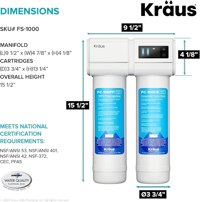 KRAUS Purita 2-Stage Carbon Block Under-Sink Water Filtration System - Image 8