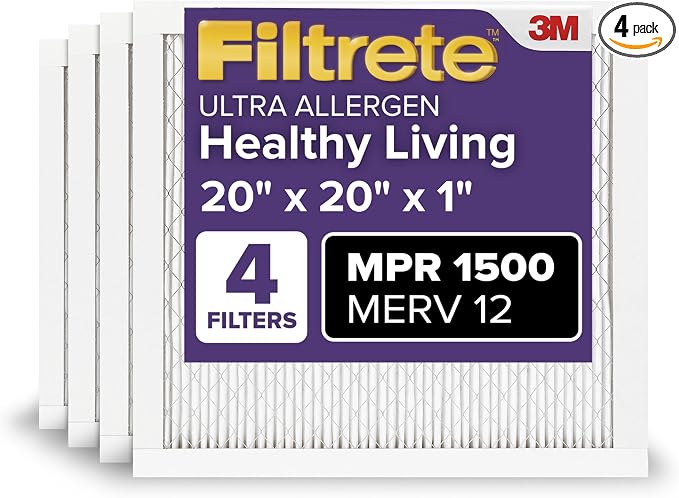 Filtrete 20x20x1 AC Furnace Air Filter, MERV 12, MPR 1500, CERTIFIED asthma & by Filtrete