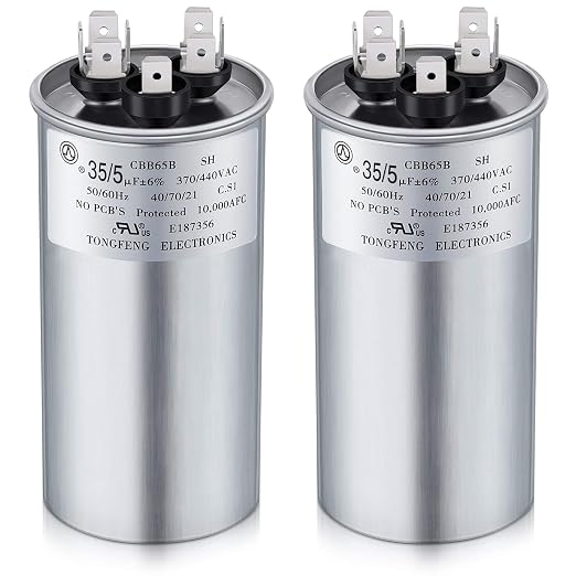 Frienda 2 Pcs 35+5 MFD 35/5 uf ±6% 370V or 440V VAC Dual Run Round Capacitor by Frienda