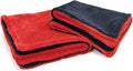Autofiber Dreadnought Max Triple Layer Microfiber Car Drying Towel, Twist Pile, 1400GSM - Pack of 1 (16 inch x 16 inch) Red/Black
