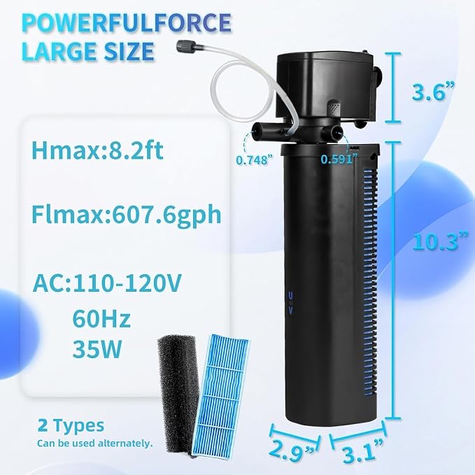 Aquarium U-V Filter Dual Spout 600GPH - Image 6