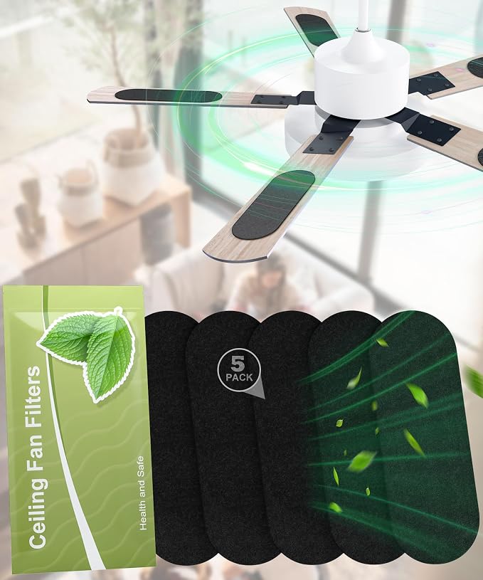 JAYNLT Ceiling Fan Filters for Blades, Activated Carbon Fan Blade Air Purifier by JAYNLT