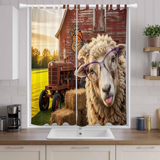 Farm Sheep Living Room Curtains 96 Inch Length, Window Curtains Tab Top - Image 9