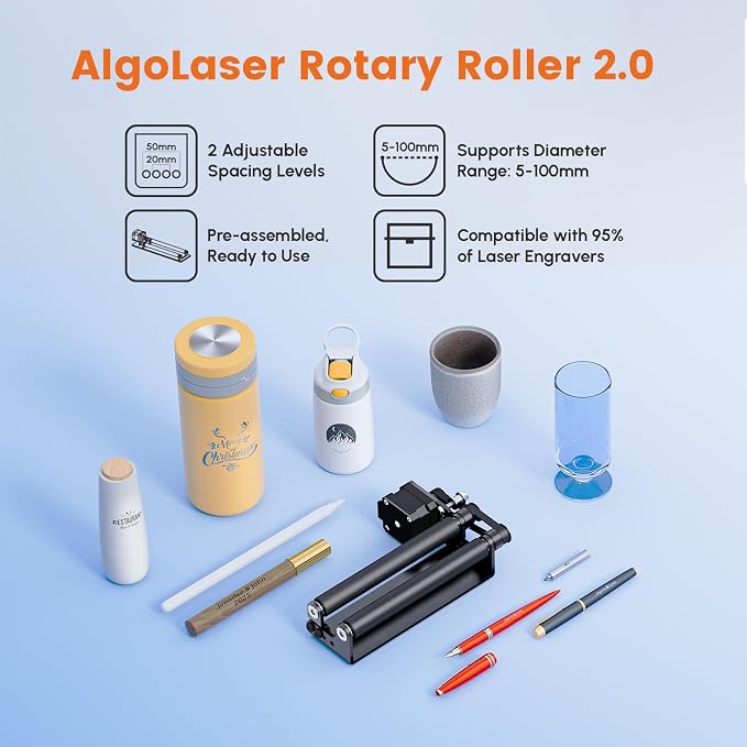 Algolaser Rotary Roller for Pixi Laser Engraver – Y-Axis Rotary Module for - Image 2