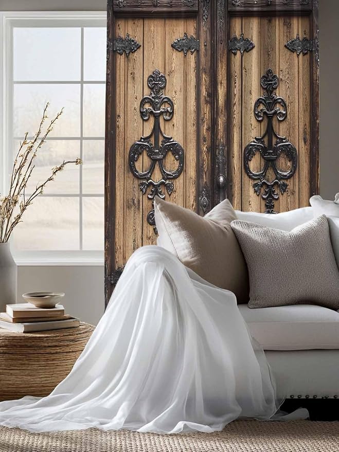 Sheer Curtains 63 Inch Length, Barn Door Semi Sheer Curtains Light Filtering - Image 4
