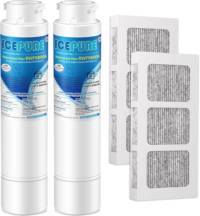 ICEPURE RWF5800A Refrigerator Water Filter and Air Filter Replacement by ICEPURE