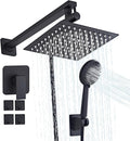 Shower Head 8'' High Pressure Rainfall, Handheld Shower Combo with 11'' Extension Arm, 5 Spray, Anti-leak Luxury Premium Quality, Rainfall Shower Head with Handheld Spray Combo, Matte Black