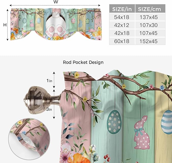 Easter Tie Up Valance Curtains for Windows, Kitchen Curtains Window Shades - Image 6