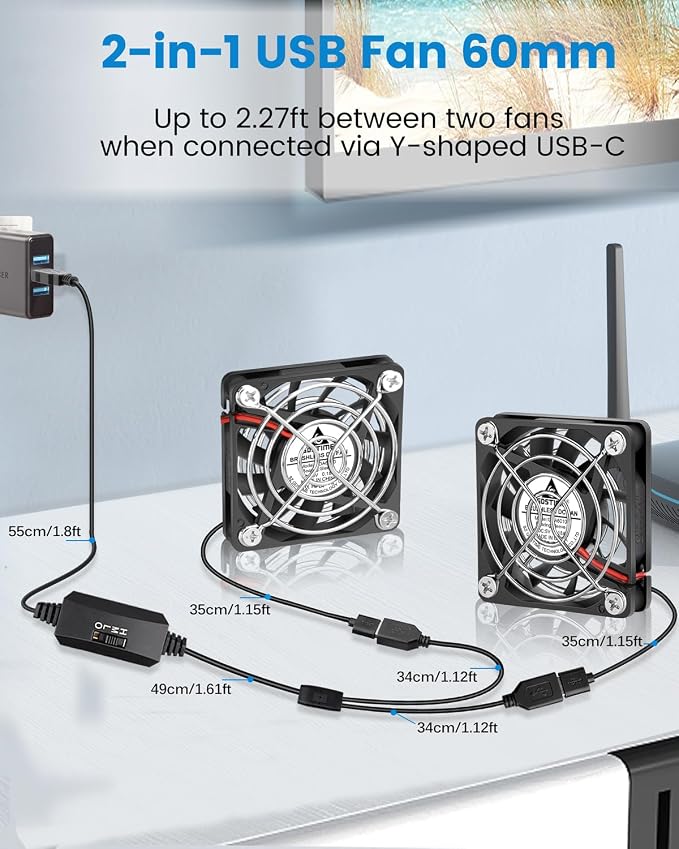 GDSTIME Dual 60mm x 10mm USB Fans - Image 5