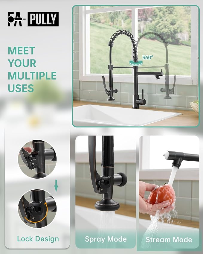 Fapully Commercial Pull Down Kitchen Sink Faucet - Image 4