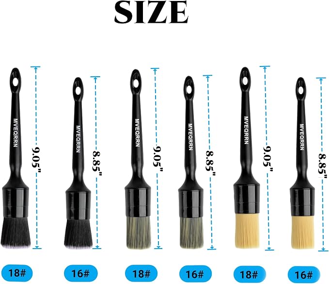 6pcs Car Detailing Brush Set-2pcs Boars Hair Car Detailing Brushes, Leather - Image 2