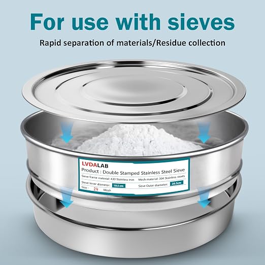 Lab Sieves Pan with Lid, LVDALAB All 304 Stainless Steel Test Sieve, Sample - Image 3