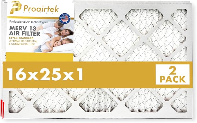 Proairtek AF16251M13SWH Model 16x25x1 Pack of 2 Air Filters, MERV 13; Ideal by Unknown