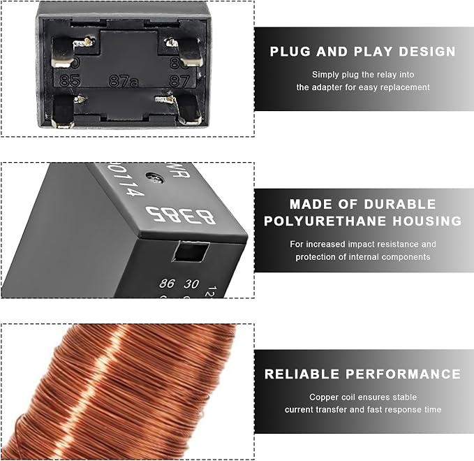 2 PCS Car Air Conditioning Relay, 13500114/8385 12VDC 40A 4-Pin Fuse Box Relays - Image 4