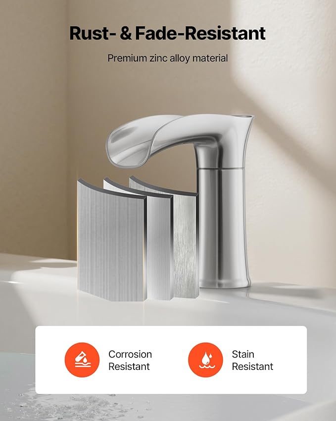 VEVOR Roman Tub Faucet, 3 Hole Waterfall Bathtub Faucet, Zinc Alloy Bath Tubs Faucets Set with 2 Handles, Deck Mount Bath Tub Faucets Set for Pet Washing, Adult Bathing, Silver, Hot & Cold Control