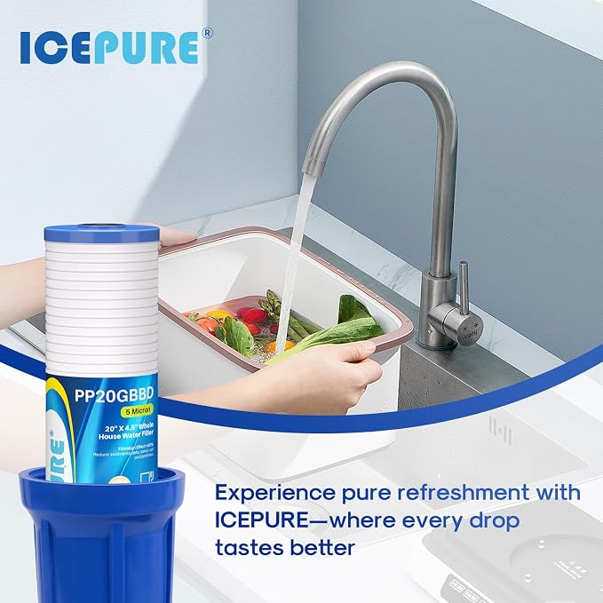 ICEPURE 5 Micron 20" x 4.5" Whole House Grooved Sediment Water Filter Cartridge - Image 8