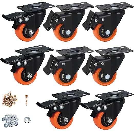 2" Caster Wheels, Casters Set of 8 Heavy Duty by ATrustedCasterWheelsBrand