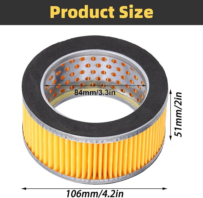 Eujgoov 5Pcs Air Compressor Intake Paper Filter Elements, 4.2x3x2in Piston Type - Image 2