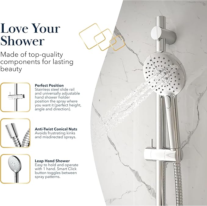 BATH ROYALE Handheld Shower Head, Detachable High Pressure & 3 Spray Modes, Matte Black