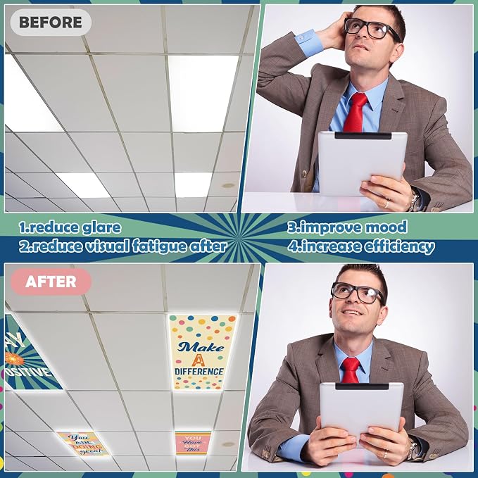 8Pcs Classroom Light Covers for Fluorescent Lights, Retro Magnetic 2x4 FT - Image 5