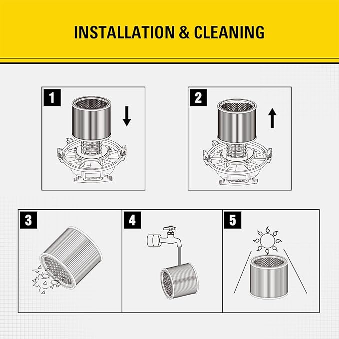 Stanley 08-2566B High Efficiency Shop Vac Filters, Replacement Cartridge Filter - Image 6