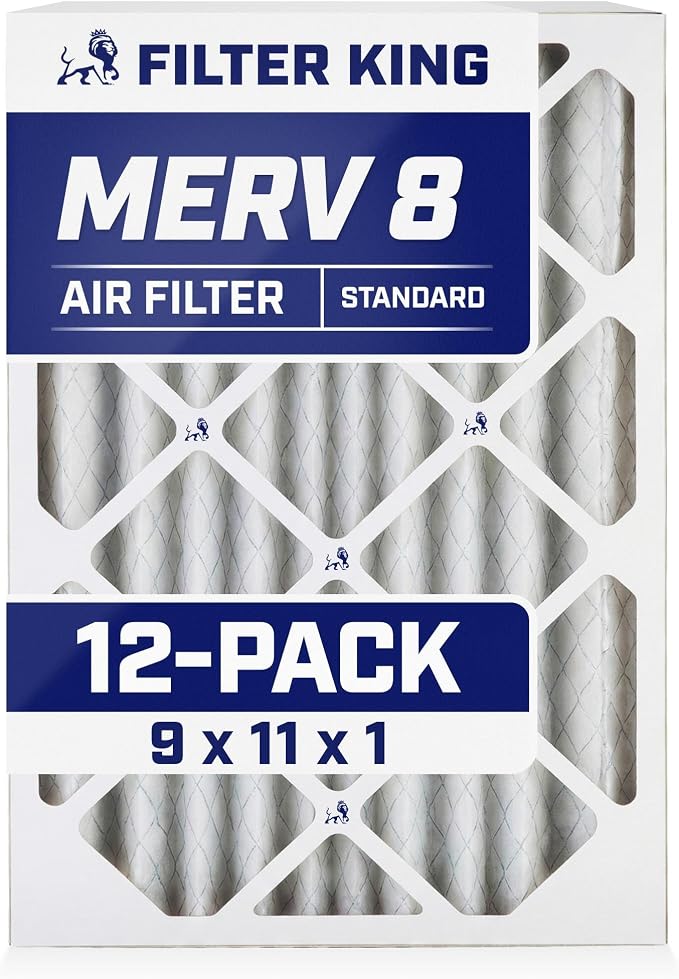 Filter King 9x11x1 Air Filter | 12-PACK | MERV 8 HVAC Pleated A/C Furnace by FilterKing
