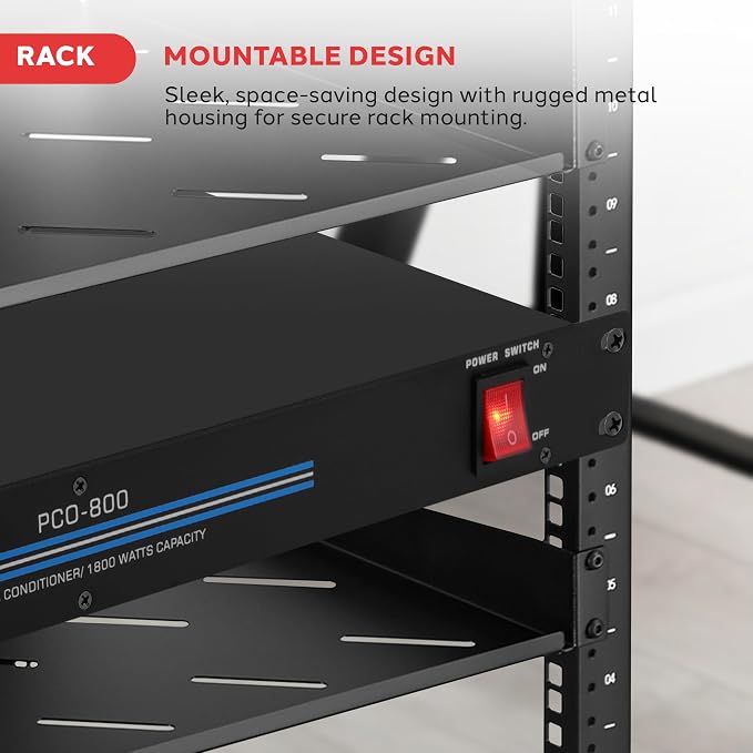 Pyle 1800W 8-Outlet Rack Mount Power Conditioner - 15 Amp Surge Protector - - Image 6