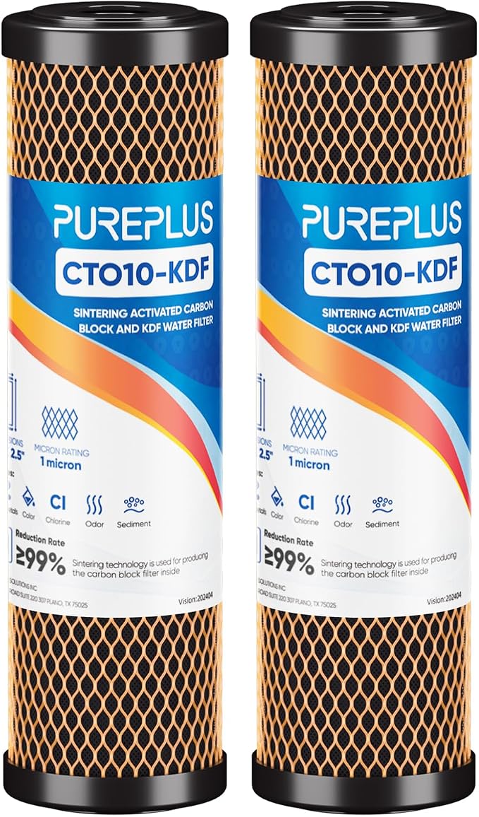 1 Micron 2.5" x 10" Whole House CTO Carbon Water Filter Cartridge Replacement by PUREPLUS