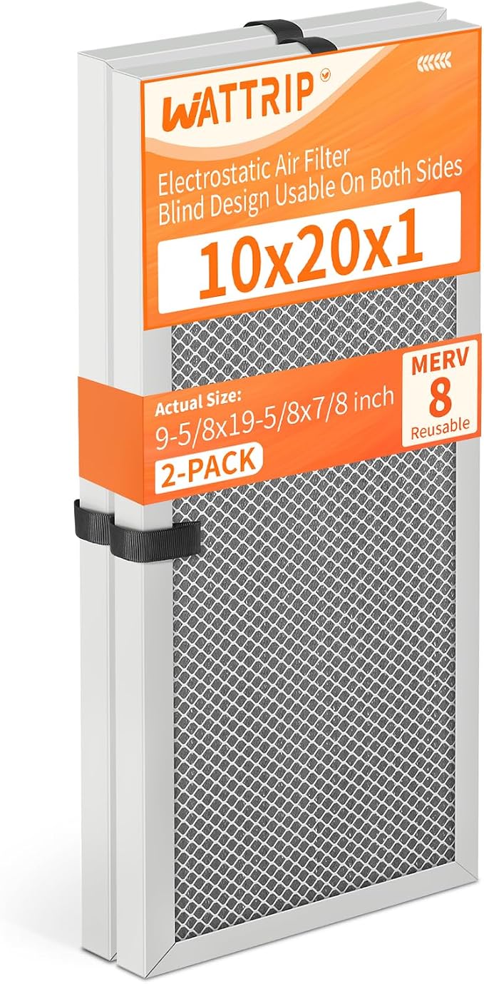 2-Pack 10x20x1 MERV 8 Reusable & Washable Electrostatic Air Filters by BreatheSmartLiveClean