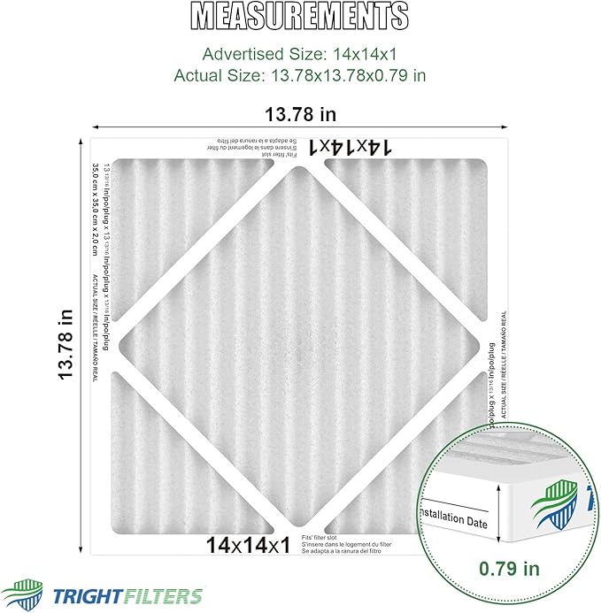 14x14x1 Air Filter 4 Pack, MERV 8 Pleated Dust Defense Air Filters Replacement - Image 2