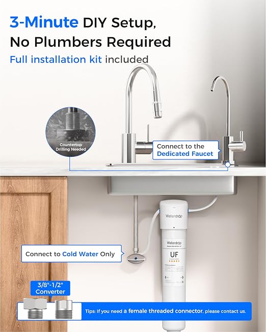 Waterdrop 15UBW-UF 0.01 μm Ultra Filtration Under Sink Water Filter System - Image 7