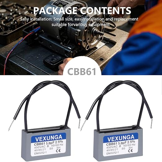 VEXUNGA CBB61 Fan Capacitor 5uF 450 Volt Ceiling Fan Capacitors Replacement - Image 3
