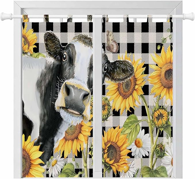 Retro Sunflowers Bedroom Curtains 72 Inch Length, Window Curtains Tab Top by Unknown