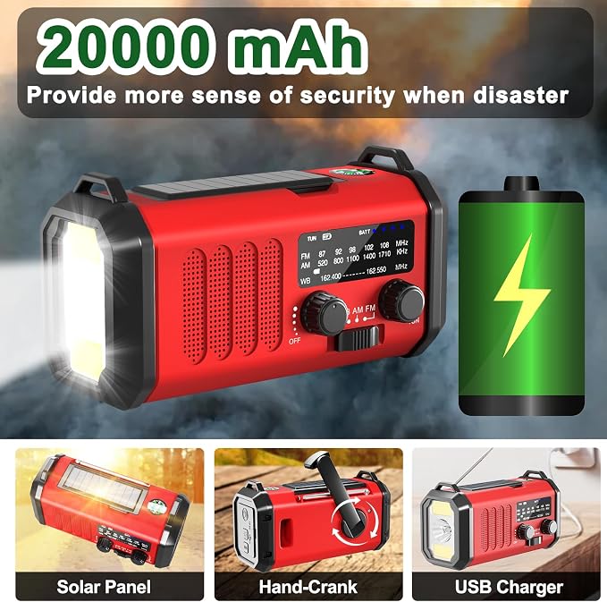 Emergency Radio NOAA Weather Radio Hand Crank & Solar Charging - Image 4