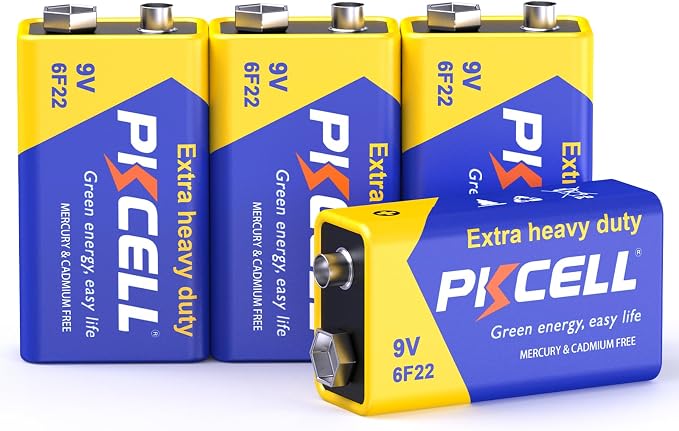 PKCELL 9V Batteries, 4 Pack 9 Volt Batteries Carbon Zinc, 9V Battery by Pkcell