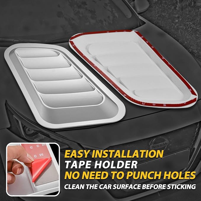 KaTur 1 Pair Universal Car ABS Decorative Air Flow Intake Scoop Turbo Bonnet - Image 4