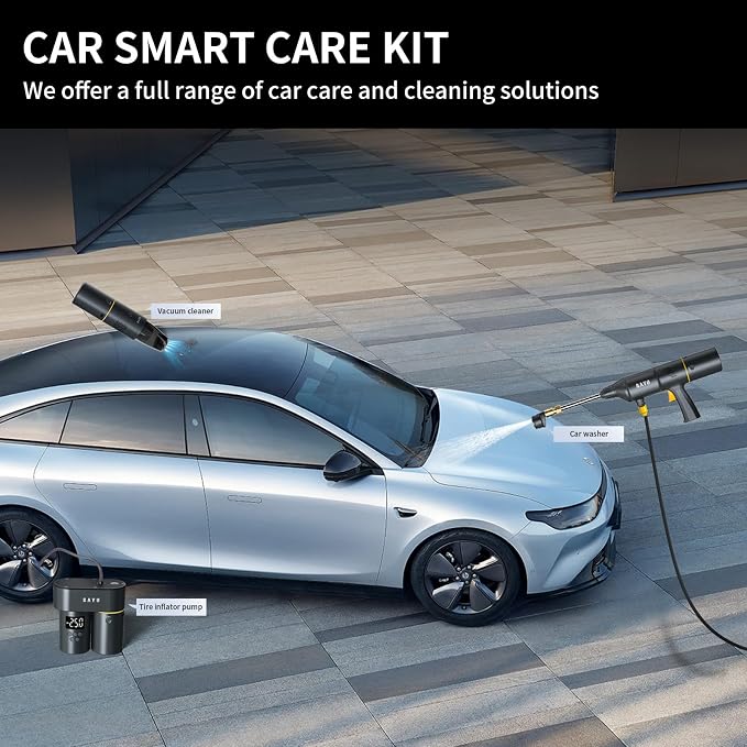 BAYU 3 in 1 Car Smart Kit, 8000PA Car Vacuum Cleaner, 200PSI Cordless Pressure - Image 2