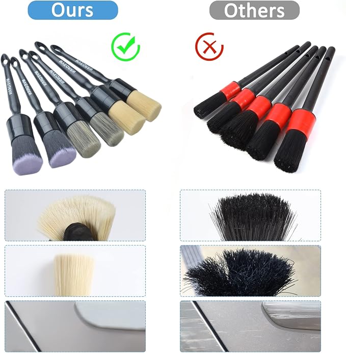 6pcs Car Detailing Brush Set-2pcs Boars Hair Car Detailing Brushes, Leather - Image 6