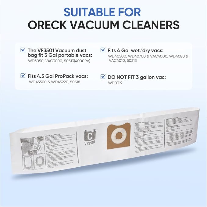 12 Pack 23738 VF3501 Size C Filter Bags Compatible - Image 2