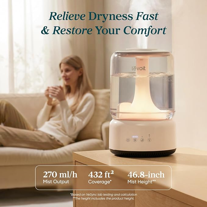 Levoit Humidifiers for Bedroom 4.2L Top Fill for Large Room, NeoClassic 450 | - Image 2
