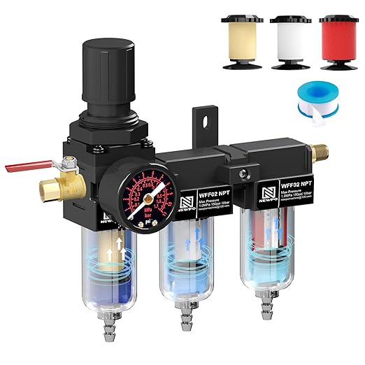 NEWPO 1/4" NPT Air Drying System, Air Filter Pressure Regulator by NEWPO