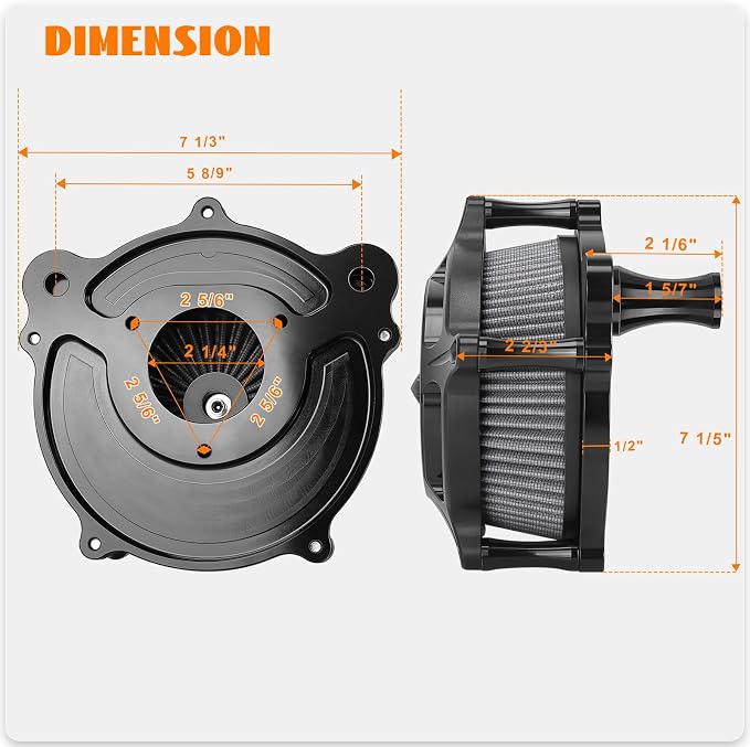 High Flow Air Cleaner Intake Filter System Kit Air Filters Cover - Image 3